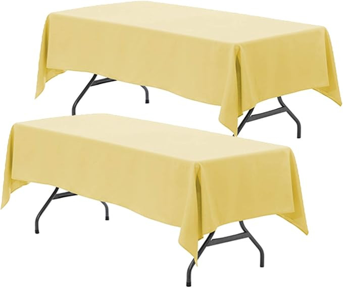 YOUR CHAIR COVERS - Pack of 2 60 x 102 inch Rectangular Polyester Tablecloth - Pastel Yellow, Pre... | Amazon (US)
