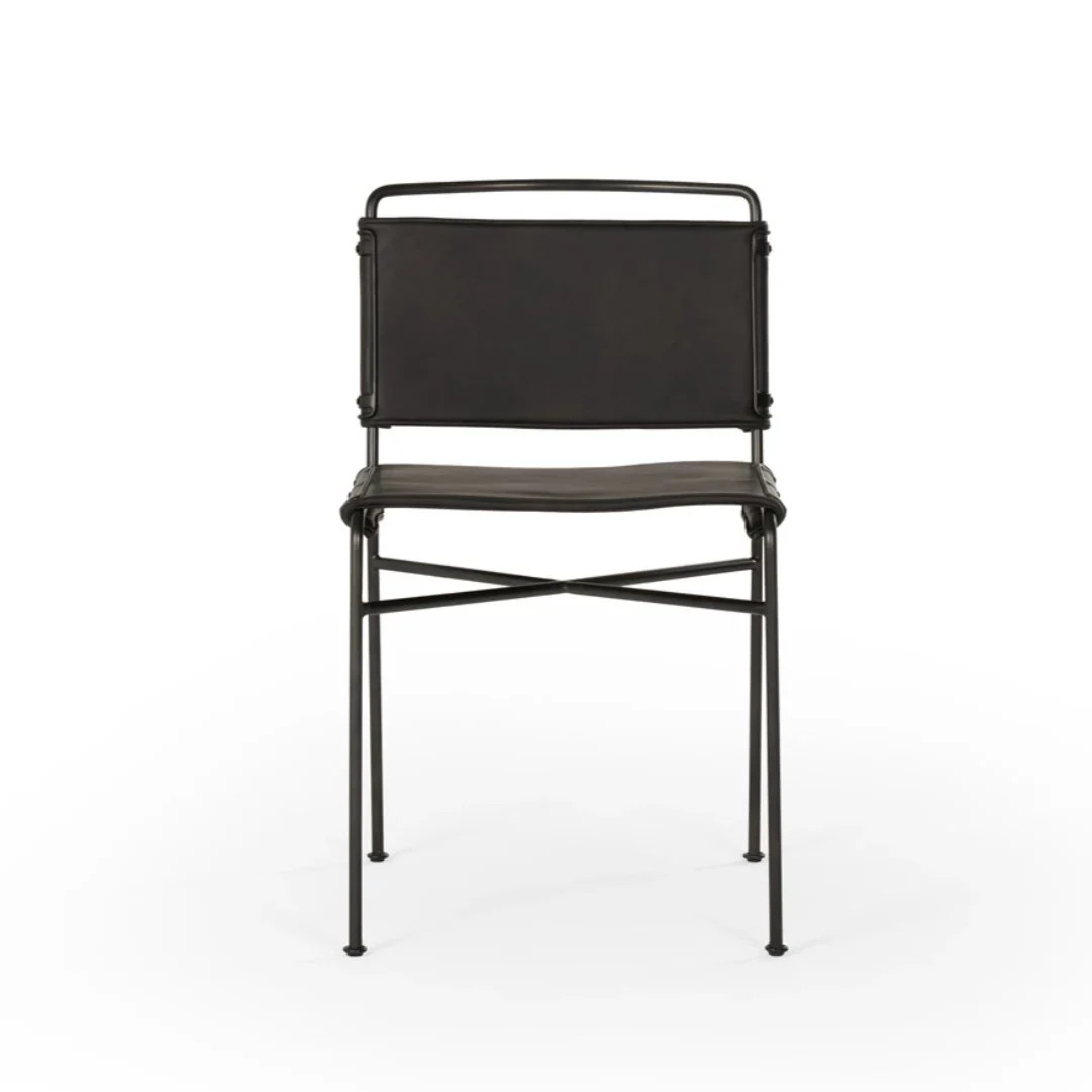 Four Hands Wharton Dining Chair - Distressed Black - Amethyst Home | Amethyst Home