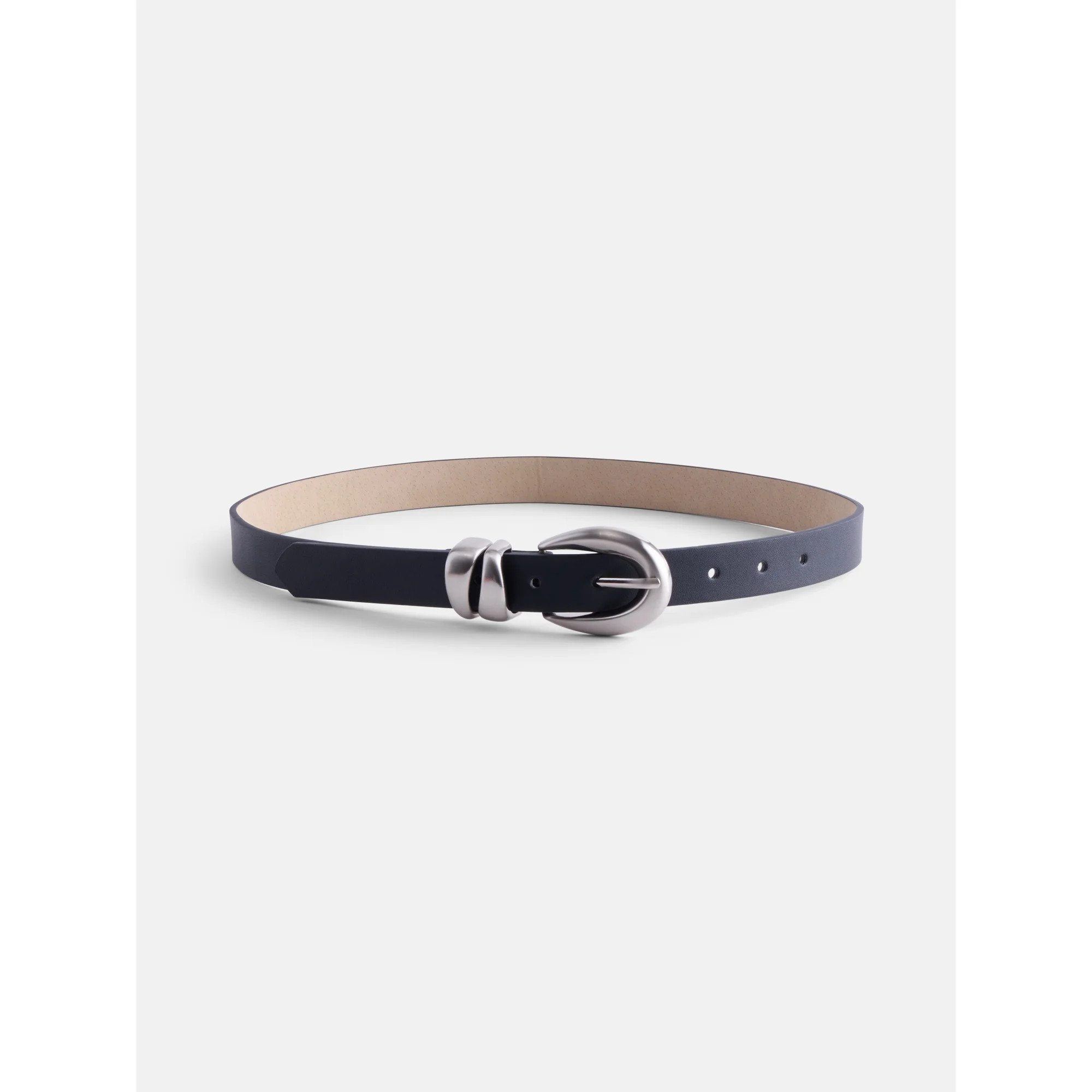 Scenario Women's and Women's Plus Organic Loops Faux Leather Belt, Black/Silver Tone | Walmart (US)