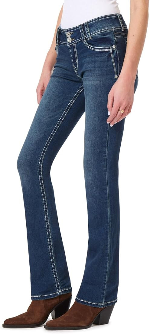 WallFlower Luscious Curvy Bootcut Jeans for Women Mid-Rise Insta Stretch Denim in Petite, Midsize... | Amazon (US)