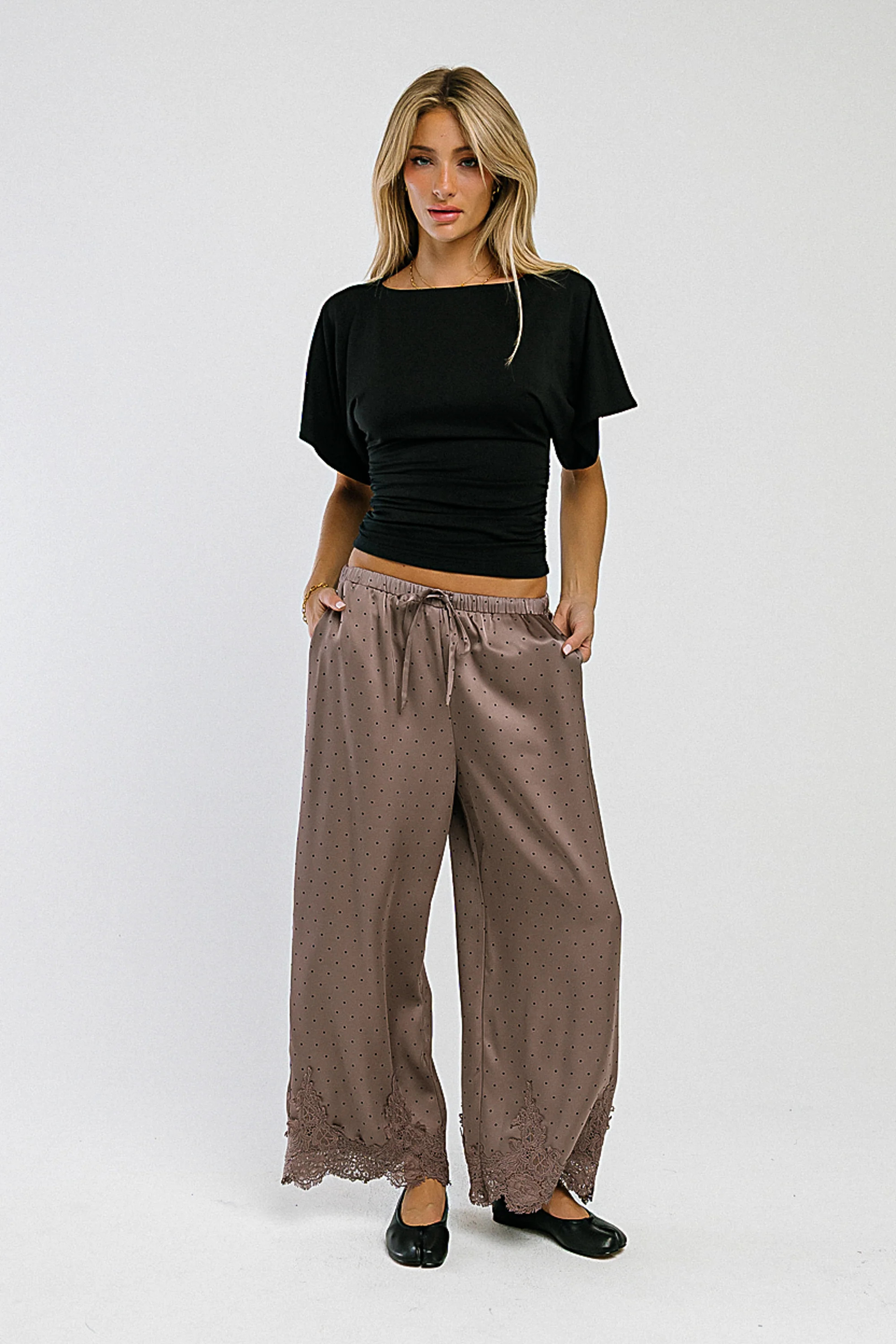 Saylor Polka Dot Pants in Mocha | Böhme US