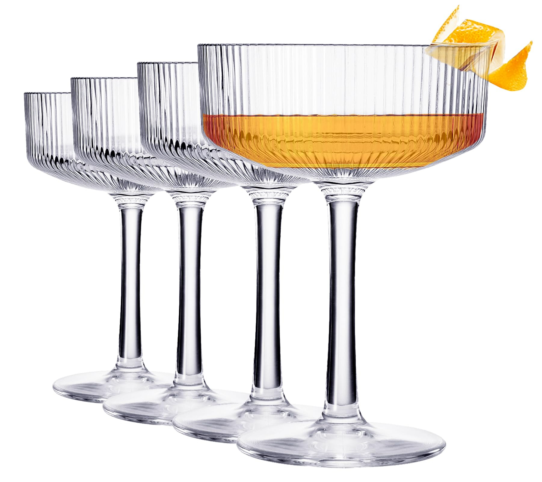 Vintage Art Deco Shatterproof Coupe Martini, Champagne & Cocktail Glasses | Set of 4 | Tritan Acr... | Amazon (US)