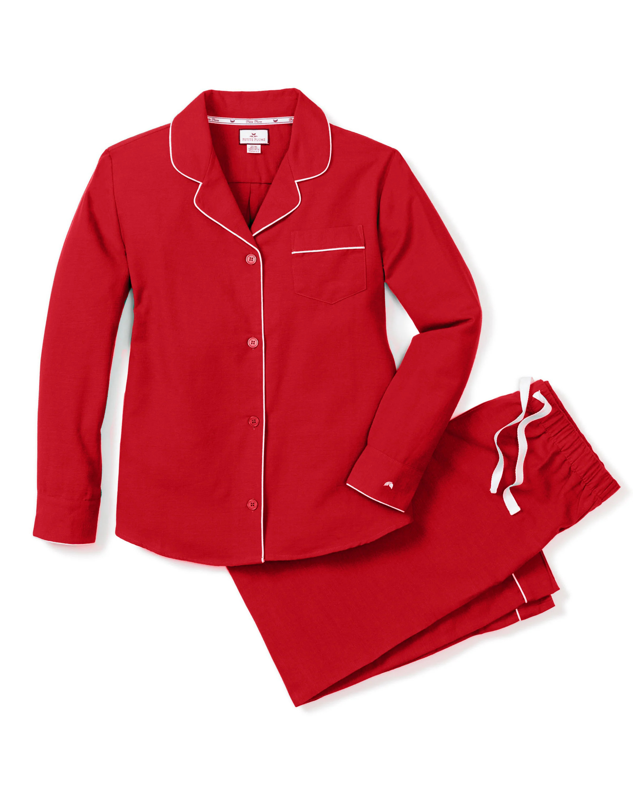 Women's Flannel Pajama Set in Red | Petite Plume