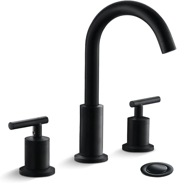 Matte Black Bathroom Sink Faucet, 3 Hole Widespread Vanity/Utility Faucet, with Rotatable 360 Deg... | Amazon (US)