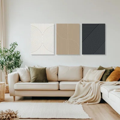 Boho Neutral Canvas Wall Art, Abstract Beige Brown Black Geometric Line Poster Prints, Modern Minimalist Painting Wall Decor, Framed Picture Artwork F | Wayfair North America