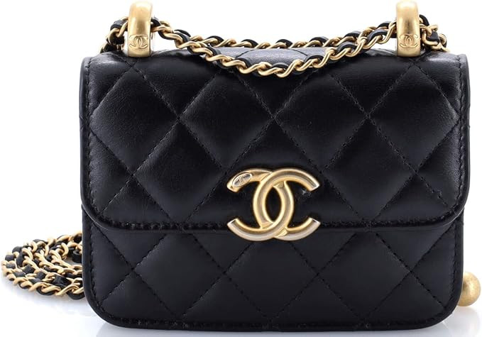 Amazon.com: Chanel, Pre-Loved Perfect Fit Flap Coin Purse with Chain Quilted Calfskin, Black : Lu... | Amazon (US)