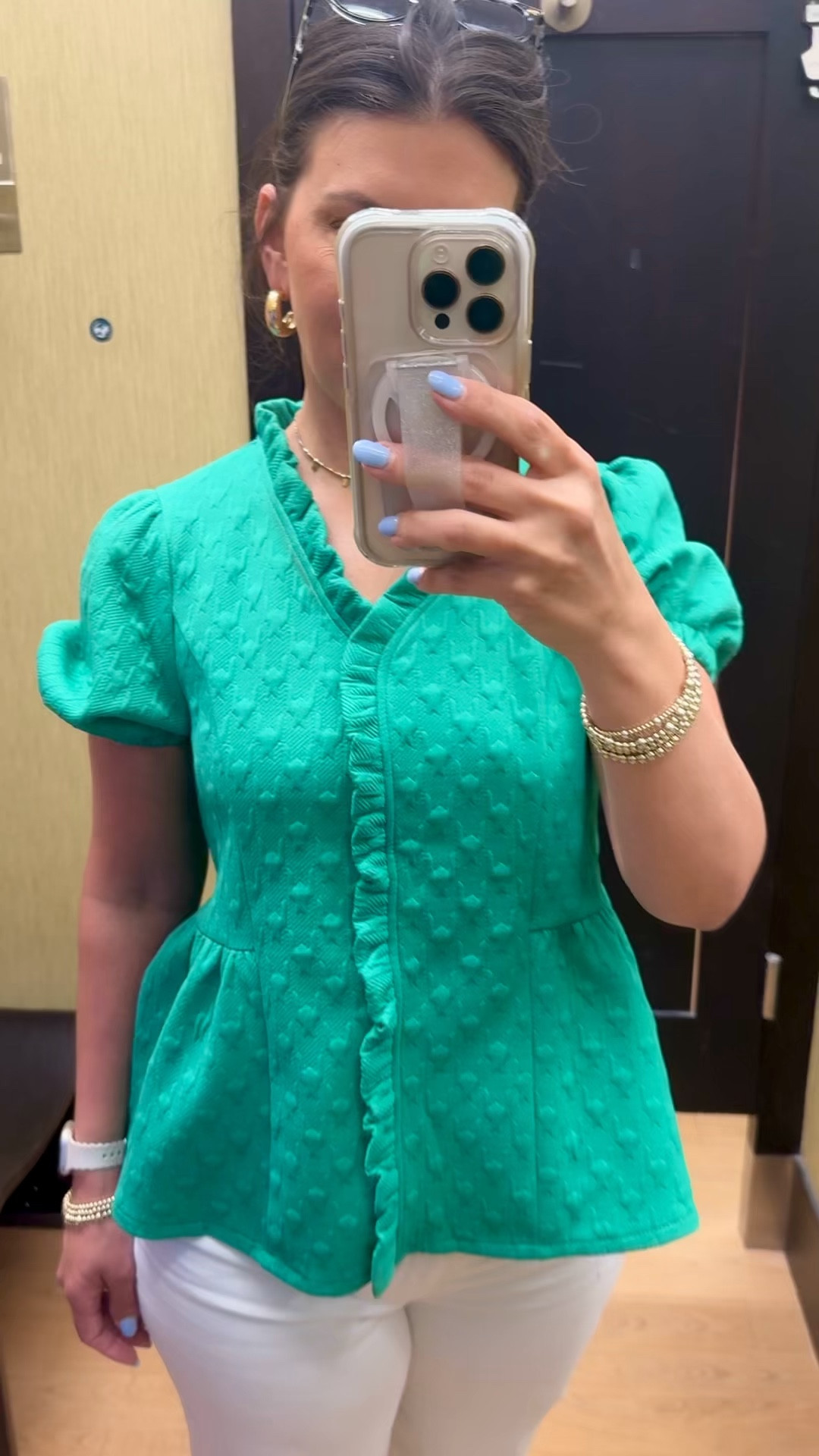 So cute Amazon top! Wearing a small with plenty of room!