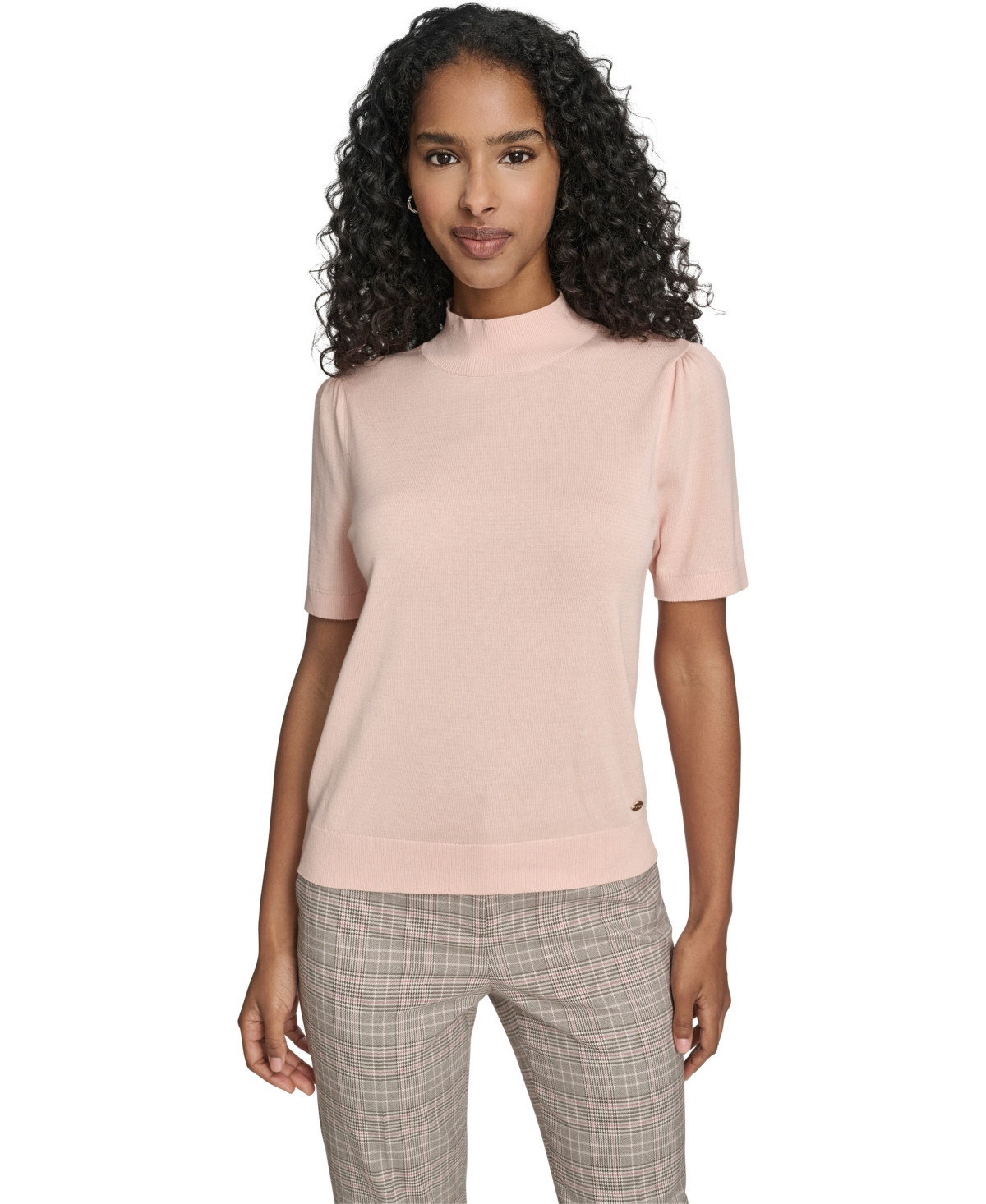 Tommy Hilfiger Women's Short-Sleeve Mock Neck Sweater - Evening Sand | Macy's