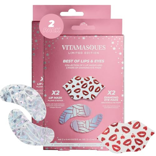 Vitamasques Under Eye Patches & Lip Mask Sheets, Best of Eyes & Lips Set 2 Packs - Eye Patches for Puffy Eyes - Under Eye Masks for Dark Circles and Puffiness - 2 x 4 Packs - 8 Pads | Amazon (US)