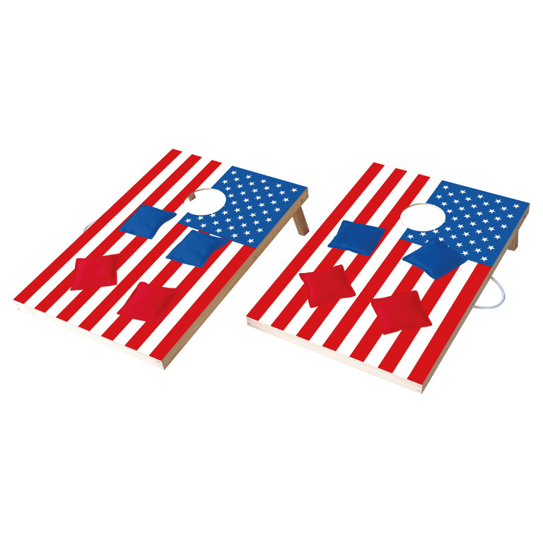 Patriotic Cornhole, Stick & Slide, Wooden, 2 Boards, 8 Bean Bags, Family Games, Ages 3+ by MinnAR... | Walmart (US)