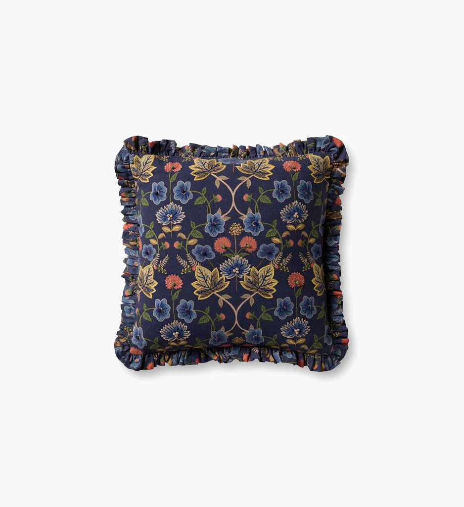 Maple Embroidered Pillow - Blue | Rifle Paper Co.