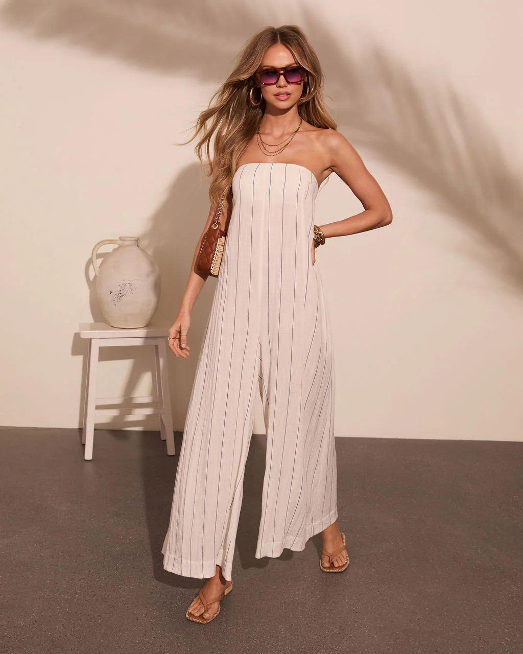 Daily Leisure Relaxed Striped Jumpsuit | VICI