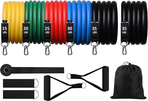 Alonsoo Resistance Bands Set Pro, 6 Fitness Home Workout Exercise Bands with Handles Set Stackabl... | Amazon (US)