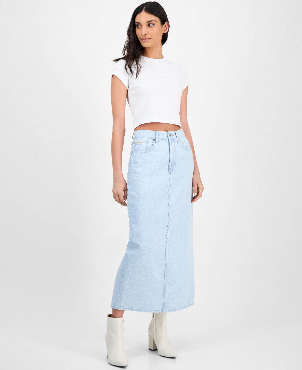 Calvin Klein Jeans Women's Denim Maxi Skirt - Bleached Indigo | Macy's