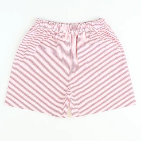 Signature Shorts - Red Stripe Seersucker | Southern Smocked Co.
