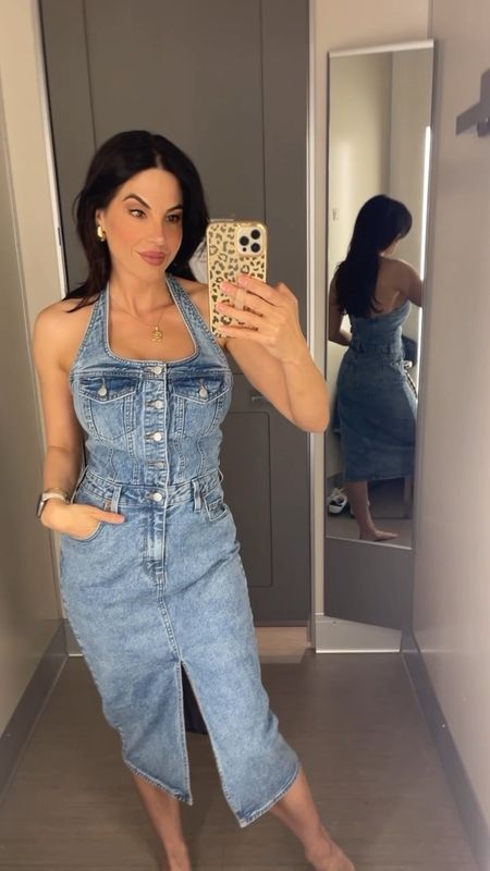 Must have halter denim dress from Target. Wearing the size 2. It definitely was an immediate purchase for me. The reviews show different body sizes and everyone is obsessed-this dress looks amazing on everyone. On sale now!

#LTKfindsunder50 #LTKsalealert #LTKVideo