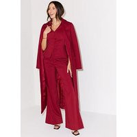 Michelle Keegan Premium Wool Blend Single Breasted Longline Coat - Red | Very (UK)