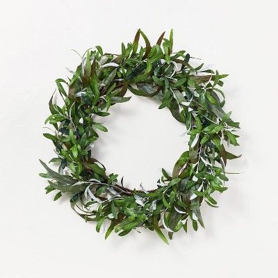 26&#34; Artificial Olive Leaves Wreath Green - Threshold&#8482; designed with Studio McGee | Target
