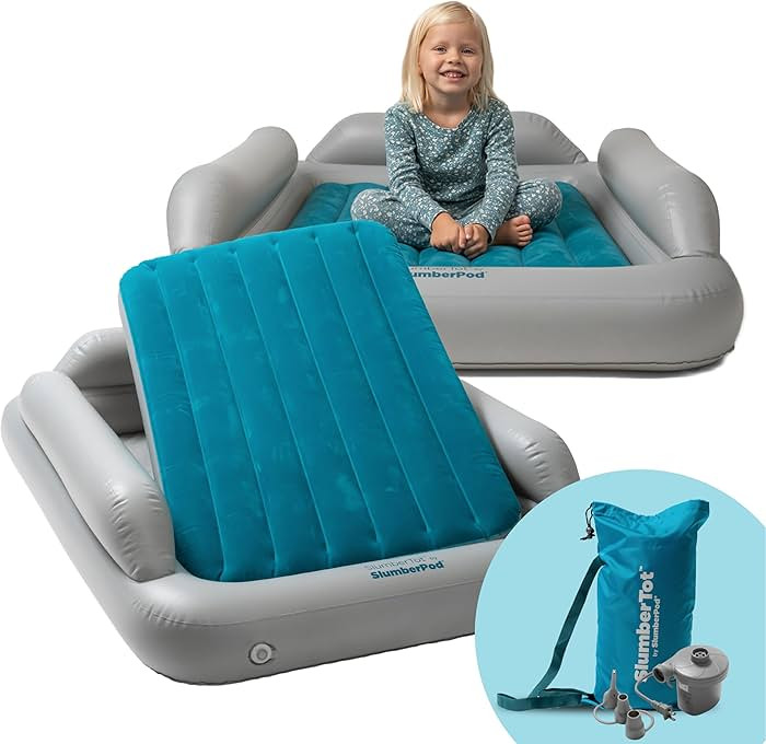 SlumberPod SlumberTot Inflatable Toddler Travel Bed - Portable Kids Air Mattress with Safety Bump... | Amazon (US)