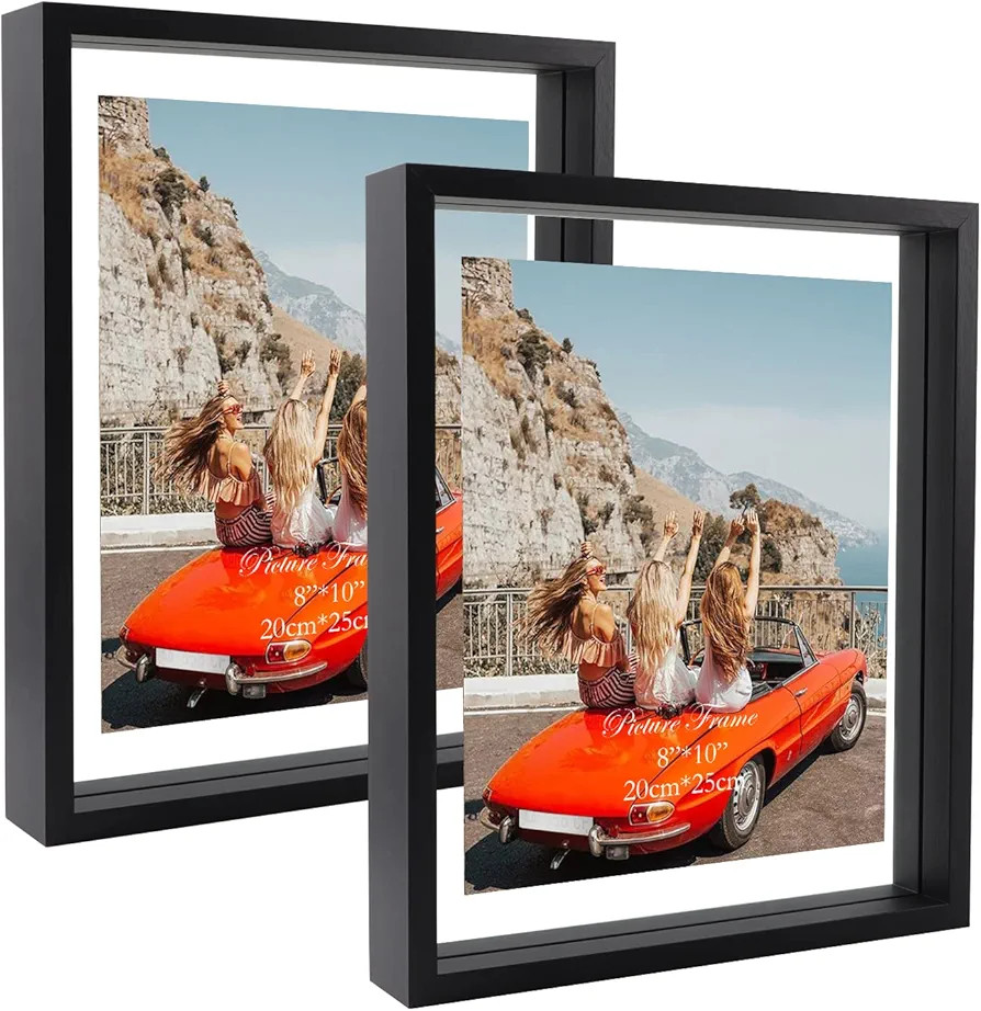 N/A+ Trwcrt 2 Pack 8x10 Floating Picture Frame, Double Glass Picture Frames Display up to 10 x 12... | Amazon (US)