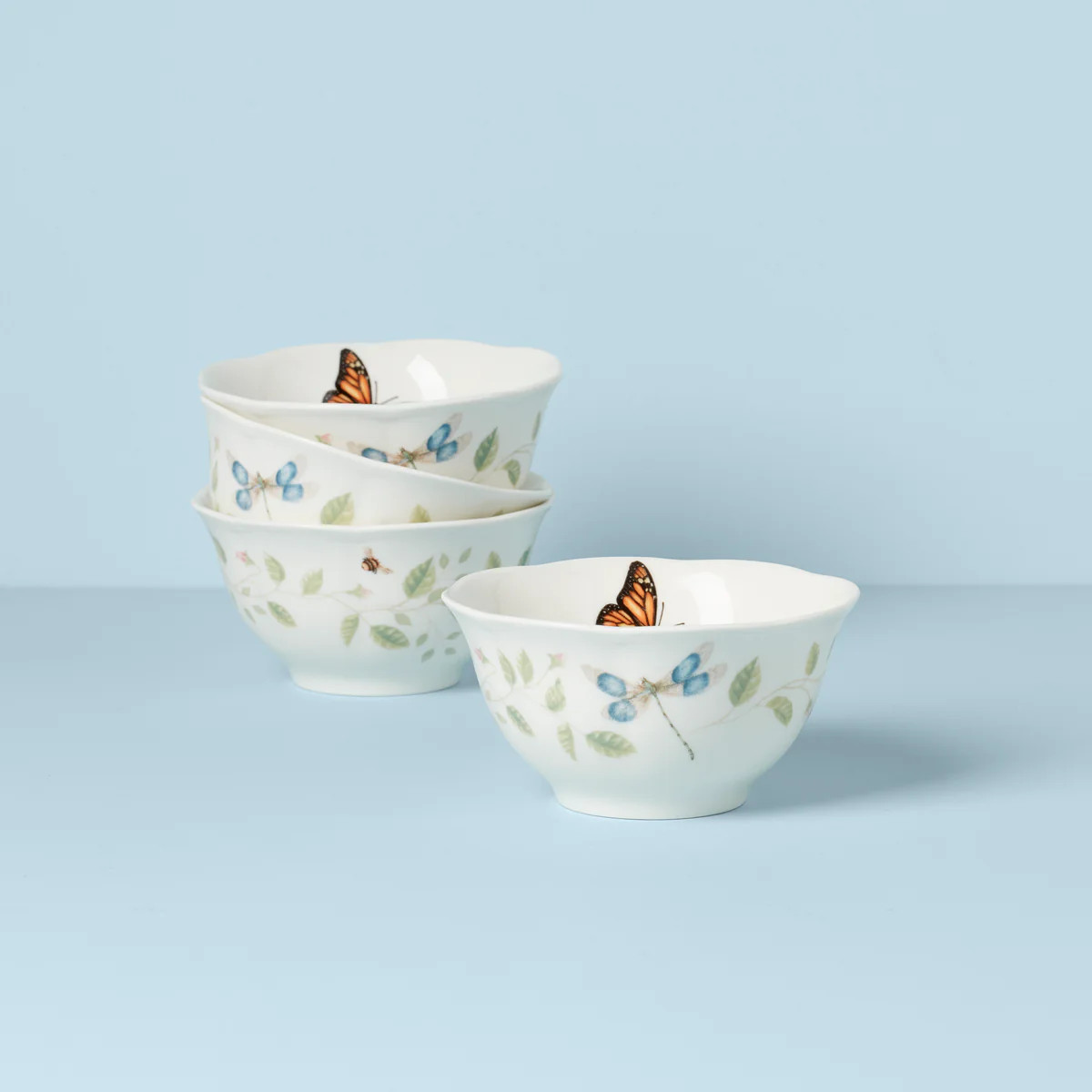 Butterfly Meadow Vines 4-Piece Rice Bowl Set | Lenox