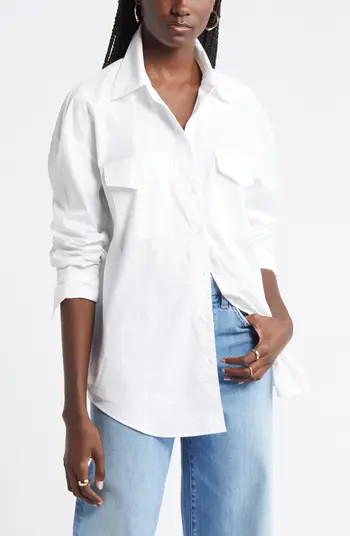 Poplin Two-Pocket Button-Up Shirt | Nordstrom