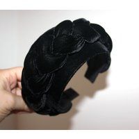 Wide Black Headband Braided Silk Velvet Hairband Modern Braid Headwrap, Widths From 2.35"" To 4""Inc | Etsy (US)