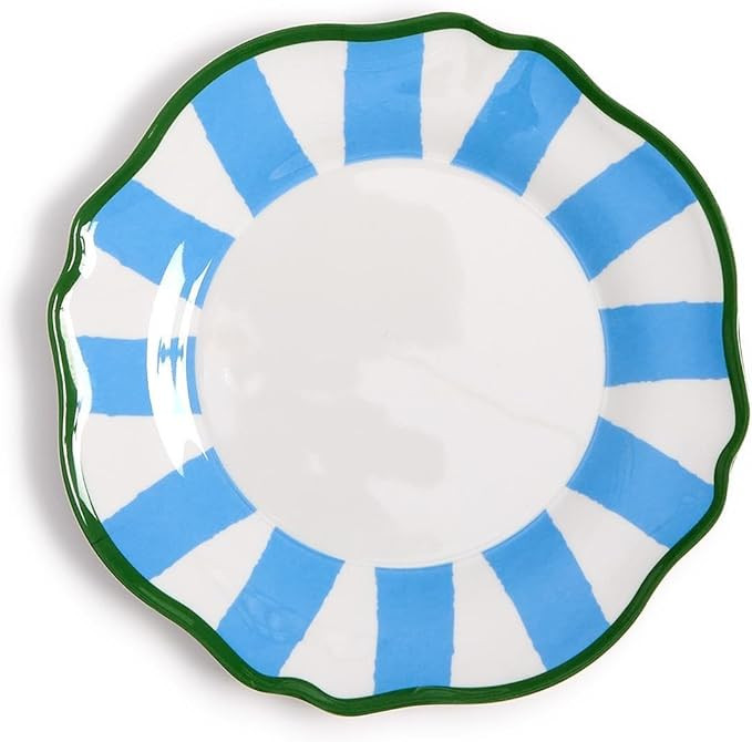 Two's Company Set of 4 Salad/Dessert Plates, 8.75-Inch, French Blue Striped | Amazon (US)