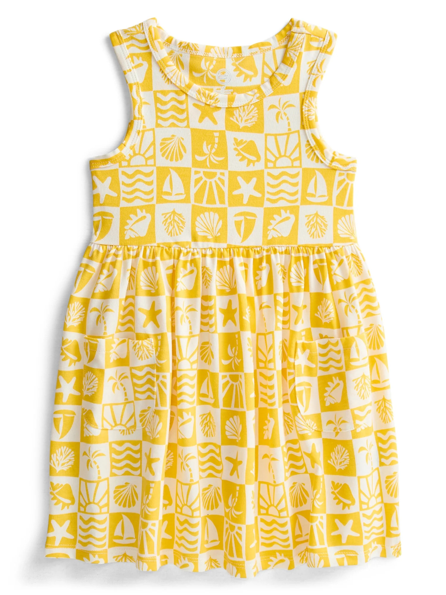Wonder Nation Toddler Girls Sleeveless Knit Tank Play Dress, Sizes 12M–5T | Walmart (US)