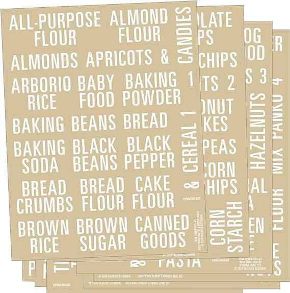 Talented Kitchen 224 Pantry Labels. All Caps Pantry & Fridge Mega Labels Set. 224 Food Jar Sticke... | Amazon (US)