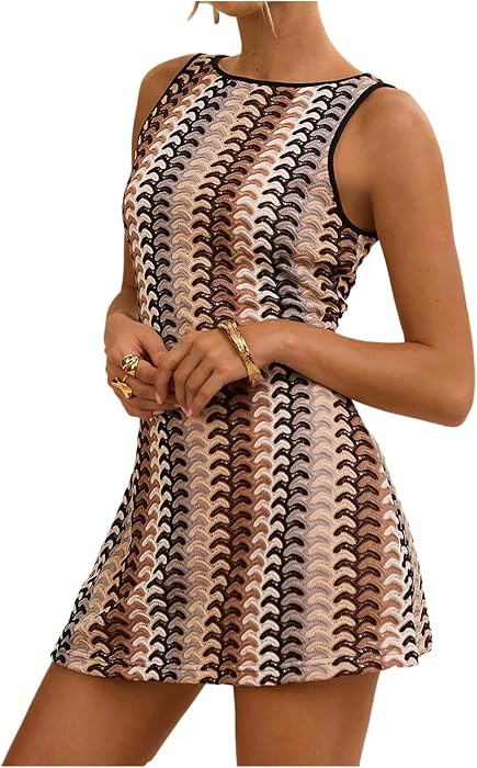 GORGLITTER Women's Crochet Vacation Summer Mini Dress Boho Beach Sundresses | Amazon (US)