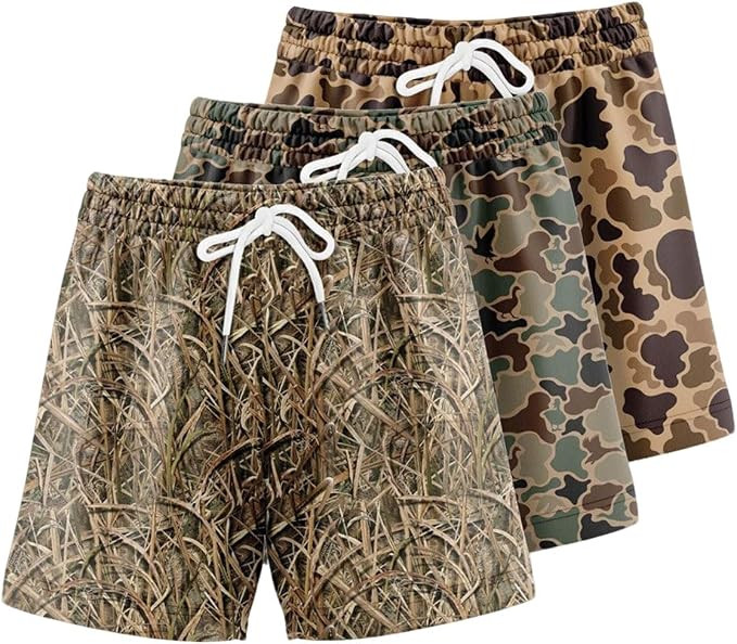 Pack 3 Duck Hunting Camo Shorts - 5/7 Inch Inseam Camo Mesh Design | Amazon (US)