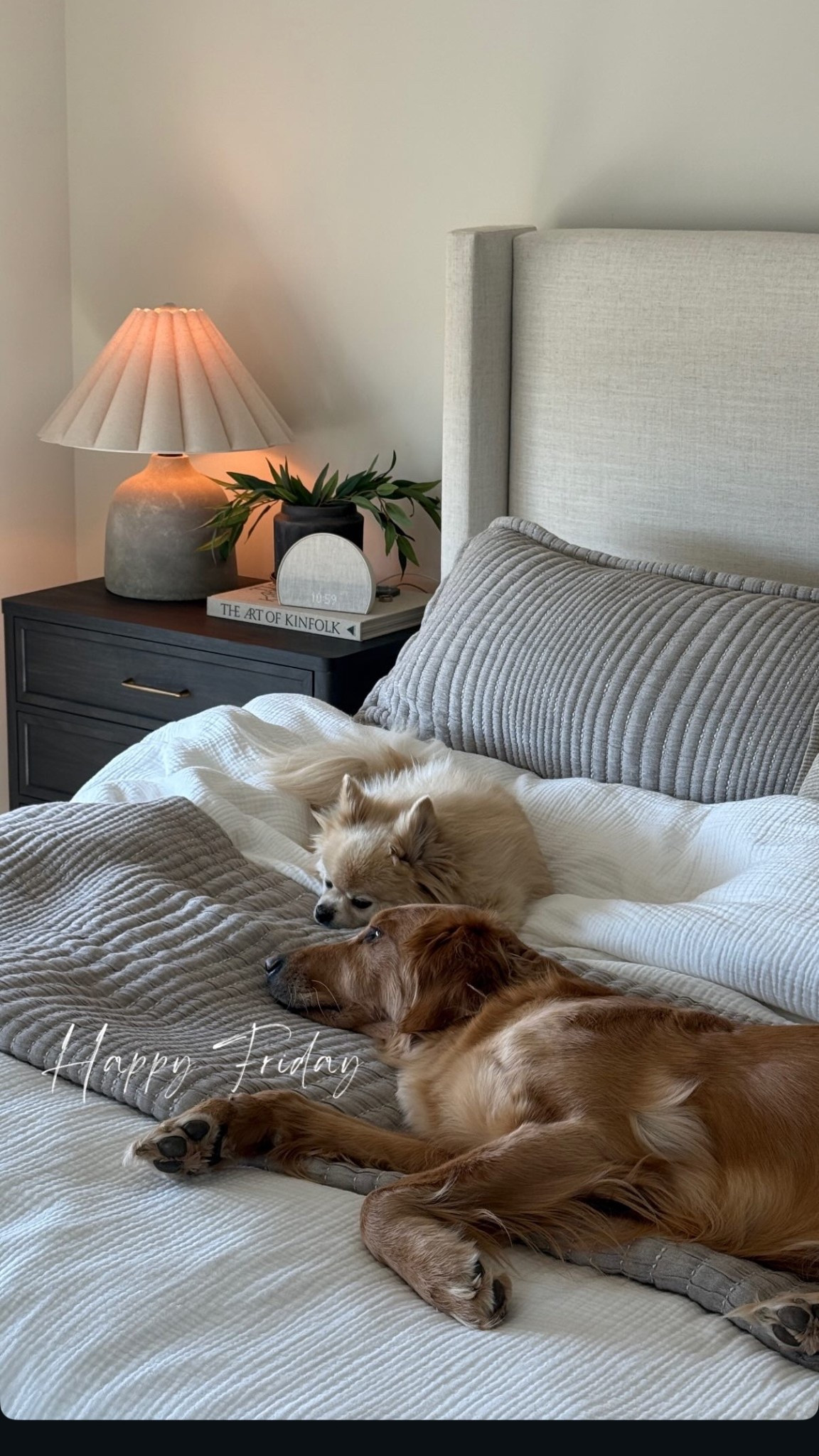 Bed frame is in the color Talc linen.

Bedroom decor. Bedding inspo. Upholstered bed frame. Quince bedding. Black nightstands 

#LTKHome