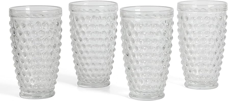 Martha Stewart Chauncey 4-Pack 14.3 oz Hobnail Handmade Glass Tumbler - Clear | Amazon (US)