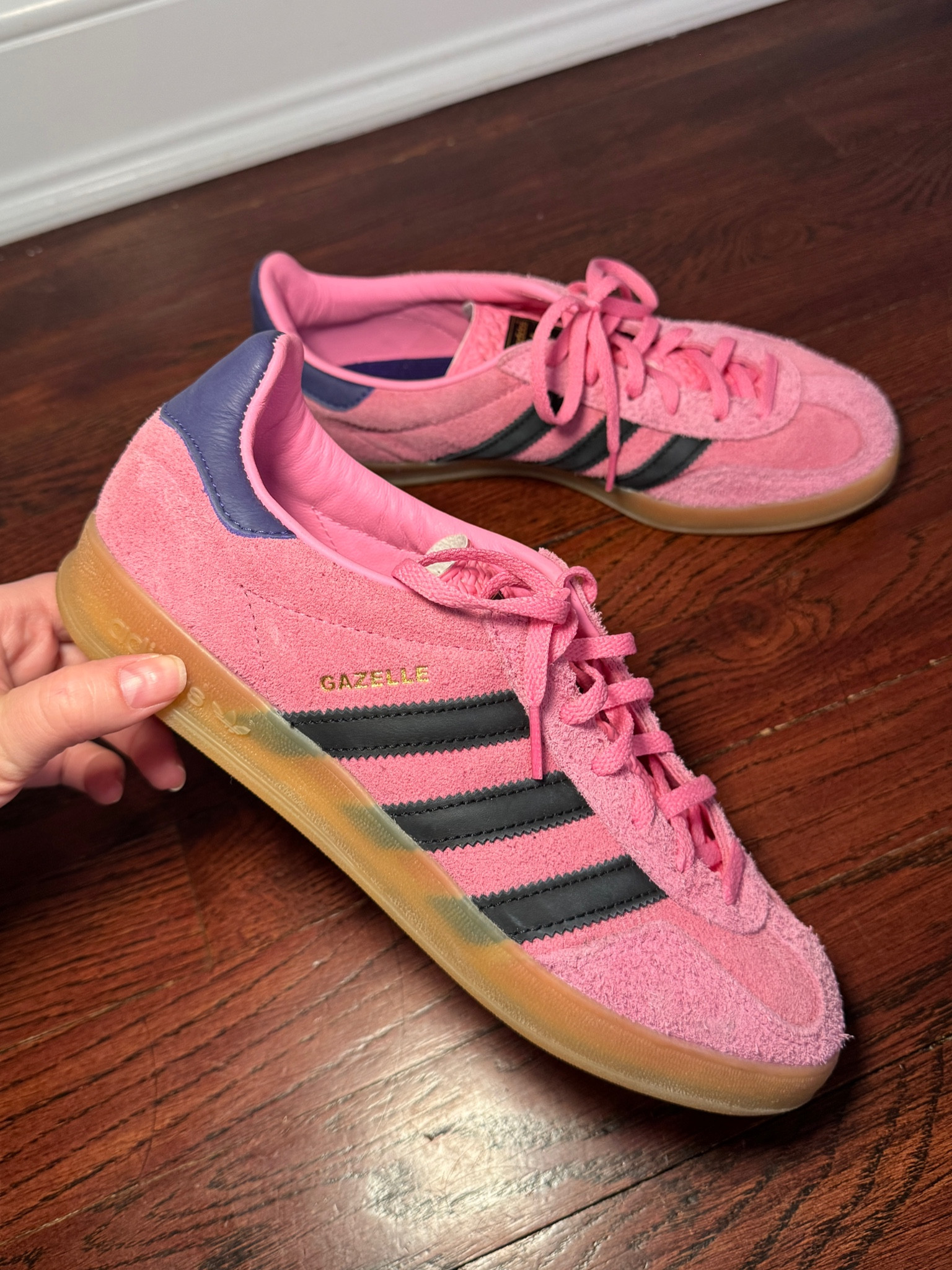 Spring is around the corner! Pink suede adidas gazelles  

#LTKShoeCrush #LTKStyleTip