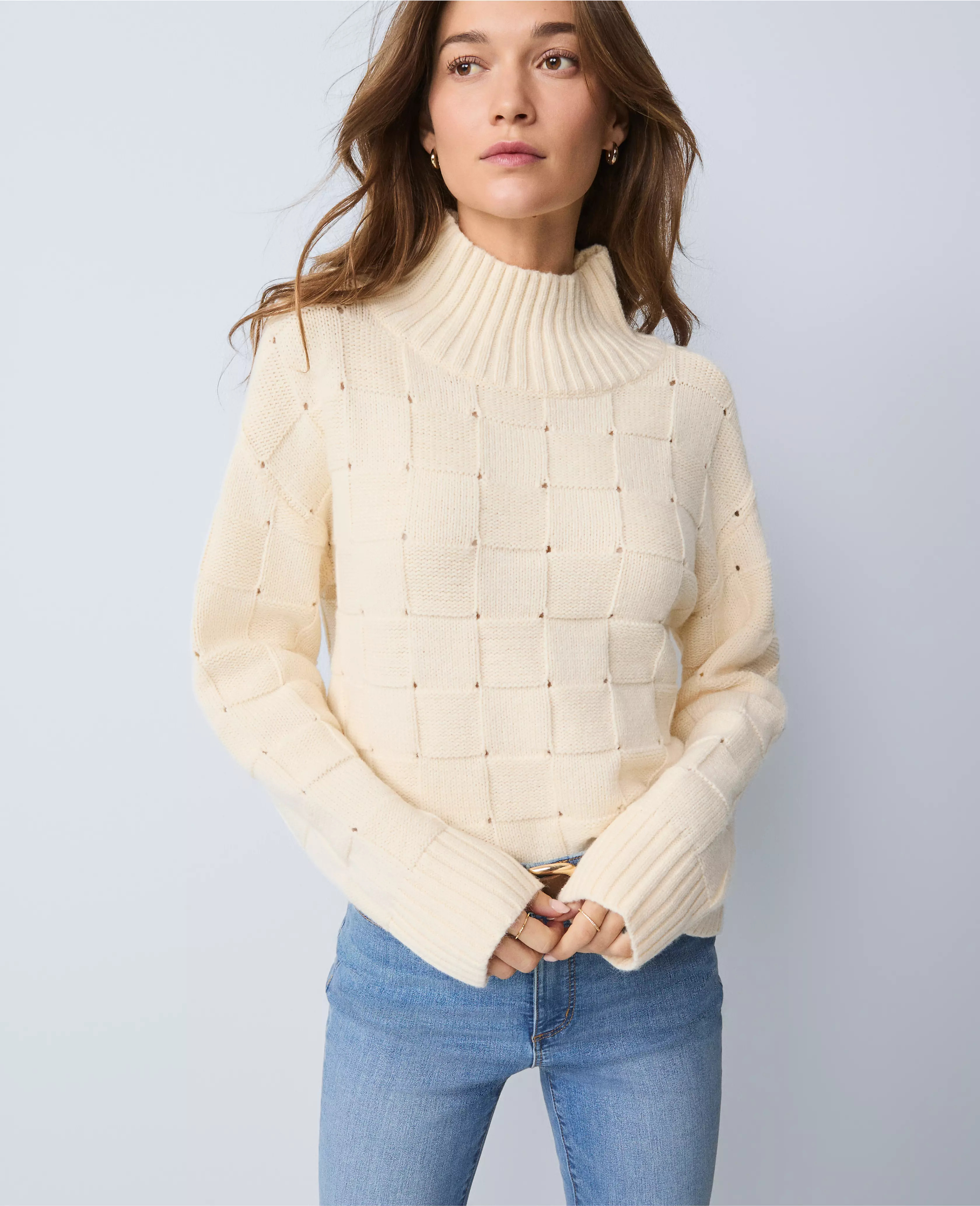 Weekend Collection Textured Turtleneck Sweater | Ann Taylor