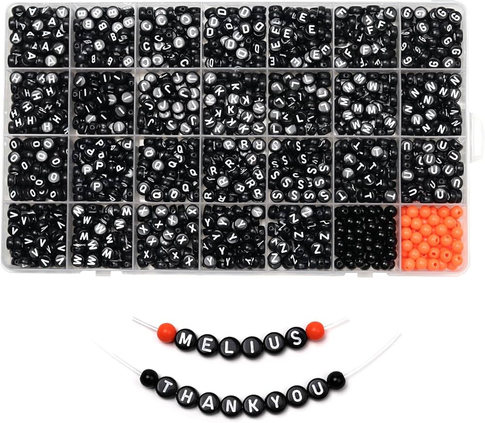 Acrylic Letter Beads, 1450 Pcs Round Alphabet Beads in 28 Grid Box for Jewelry Making, DIY Friend... | Amazon (US)