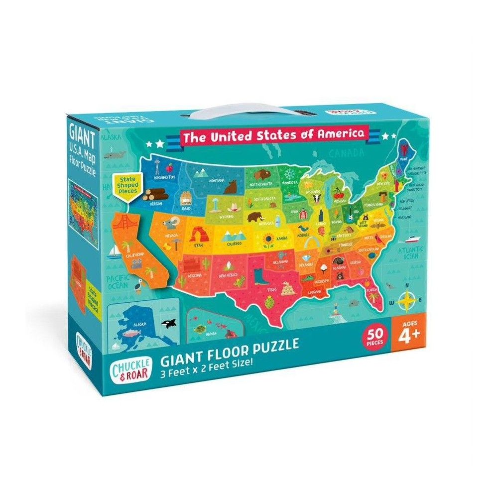 Chuckle & Roar Giant Floor Puzzle - US Map - 50pc | Target