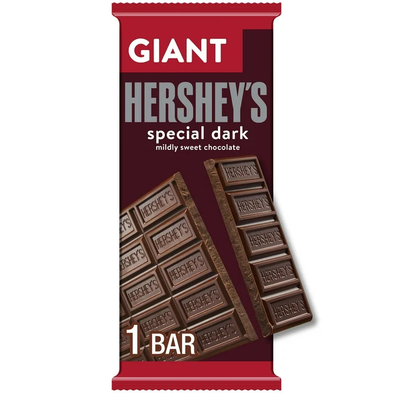 Hershey's Special Dark Mildly Sweet Chocolate Giant Candy, Bar 7.56 oz, 25 Pieces | Walmart (US)