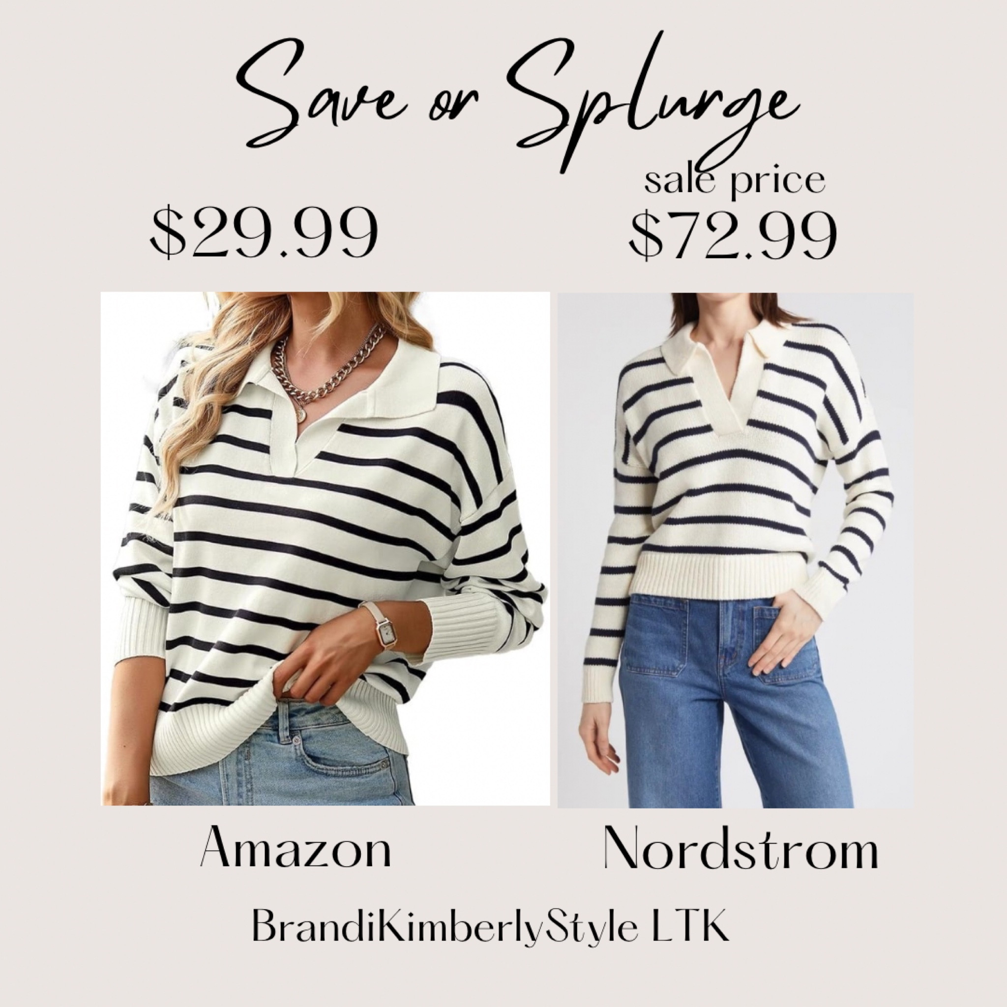 It’s Save or Splurge! This trending sweater polo. Save with Amazon version- affordable and instock! You can Splurge with Nordstrom’s Madewell sweater polo from the Nsale and is limitedon sizes.  BrandiKimberlyStyle, fall fashion, fall outfit, cozy sweaters 

#LTKBacktoSchool #LTKSeasonal #LTKxNSale