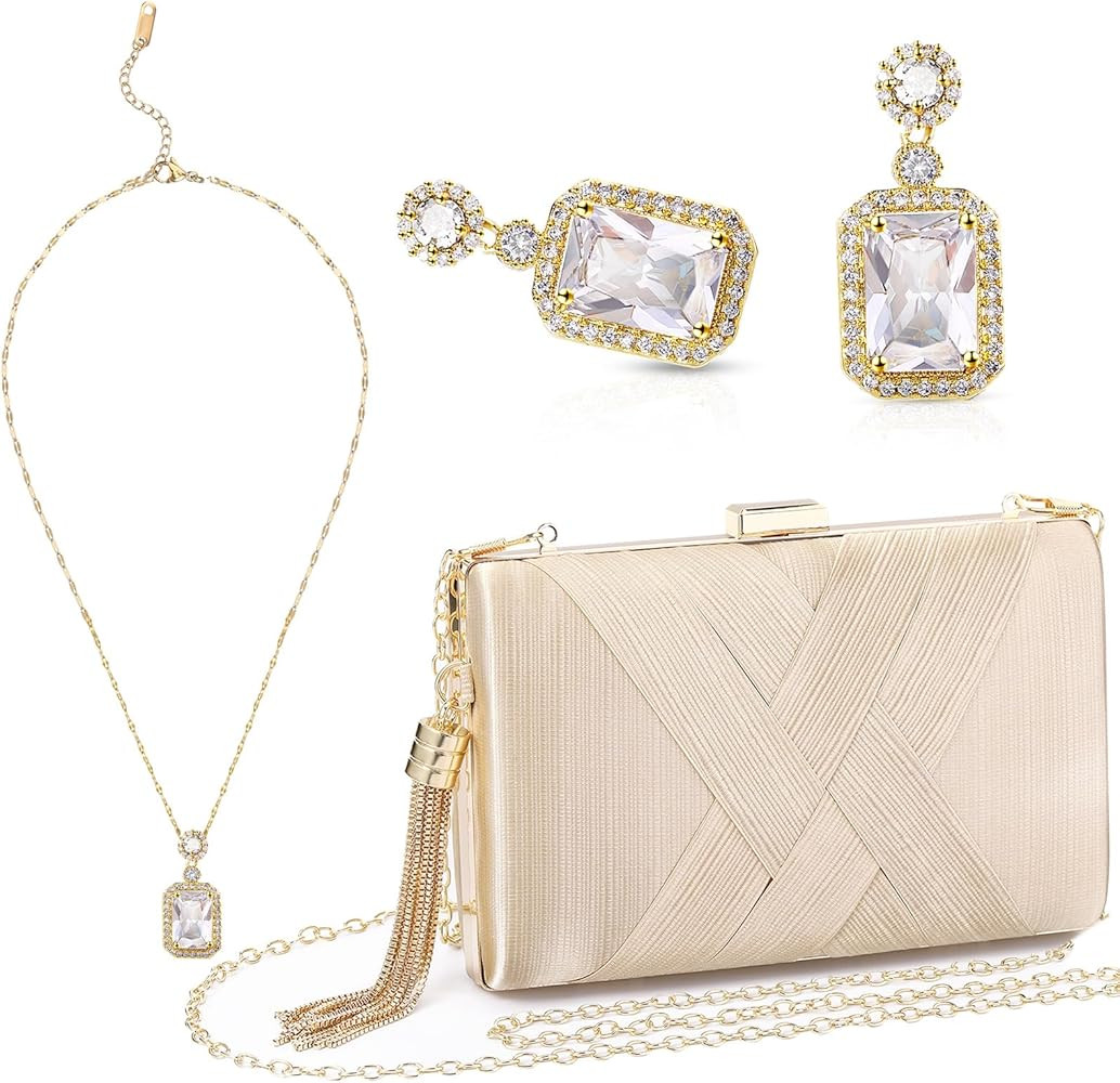 Jadive 3 Pcs Clutch Purses for Women Handbag Evening Purses Bag for Wedding Vintage Banquet Handb... | Amazon (US)