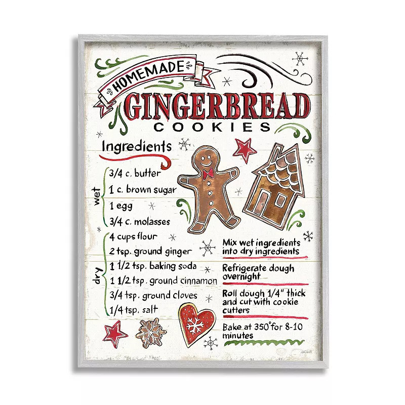 Stupell Home Decor Homemade Gingerbread Cookies Framed Wall Art, Red, 24X30 | Kohl's