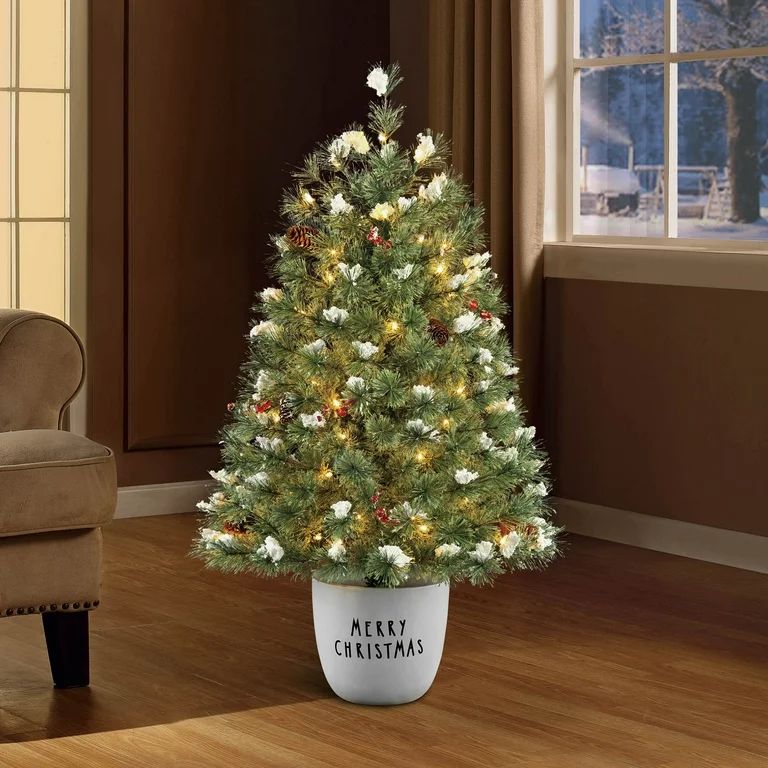 Holiday Time 3.5-Foot Prelit Norfolk Potted Porch Artificial Christmas Tree, with 50 Clear Incand... | Walmart (US)