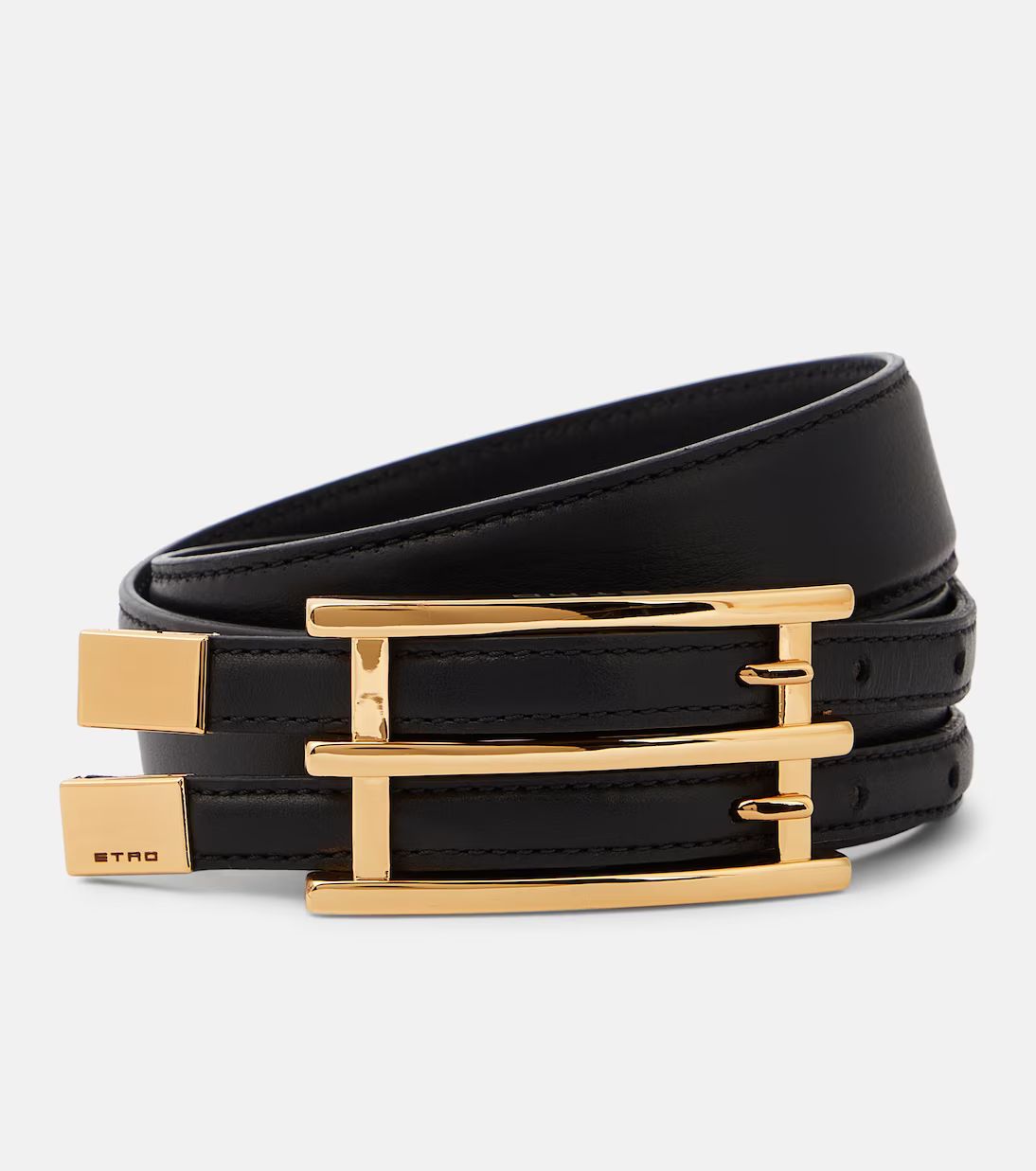Double Buckle slim leather belt | Mytheresa (US/CA)