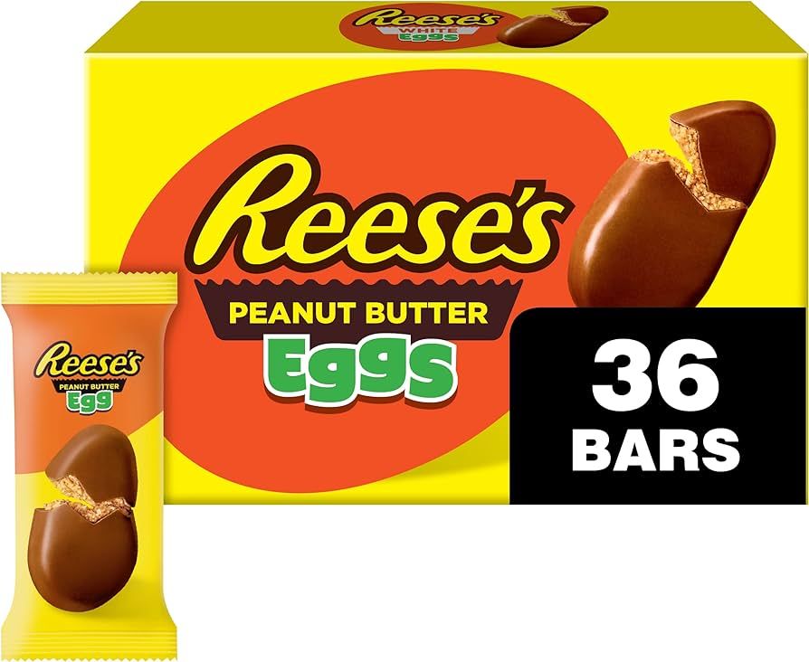 REESE'S Milk Chocolate Peanut Butter Eggs, Easter Basket Easter Candy Packs, 1.2 oz (36 Count) | Amazon (US)