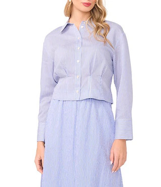 Woven Point Collar Long Sleeve Coordinating Top | Dillard's