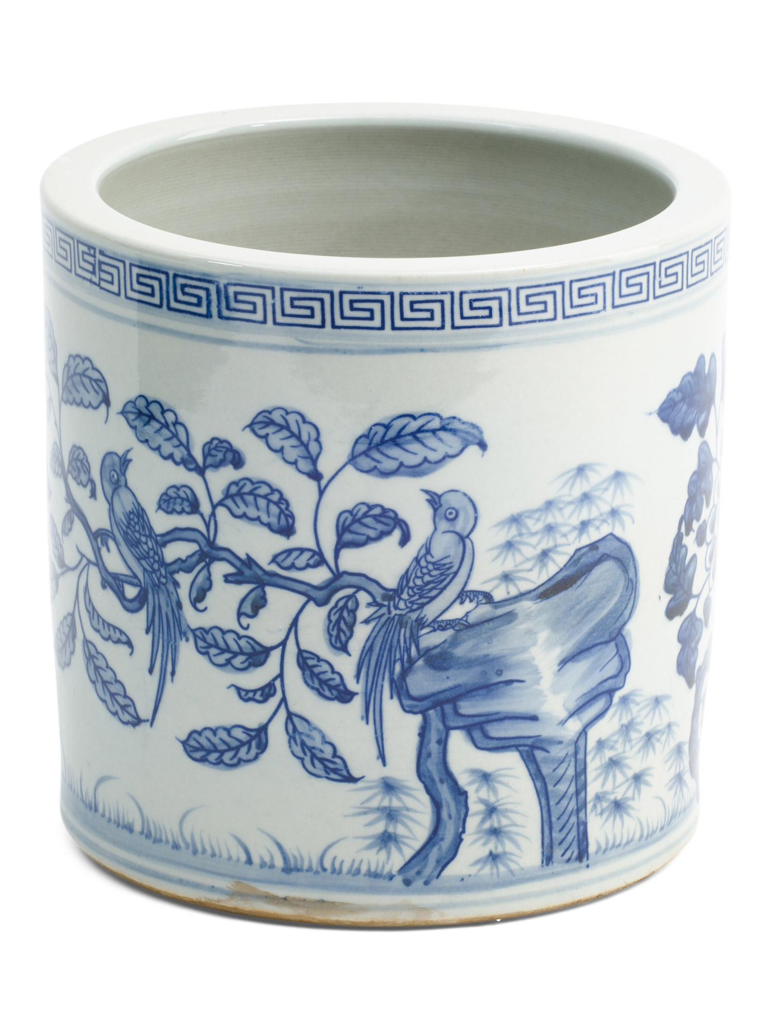 8in Flower And Bird Greek Key Border Cachepot | Plants & Planters | Marshalls | Marshalls
