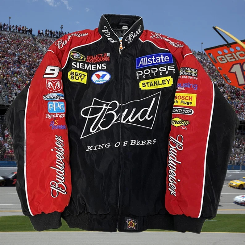 Nascar Budweiser Racing Jacket,NASCAR Racing Bomber Jacket F1,Racing Jacket,Oversized Jacket,Stre... | Etsy (US)