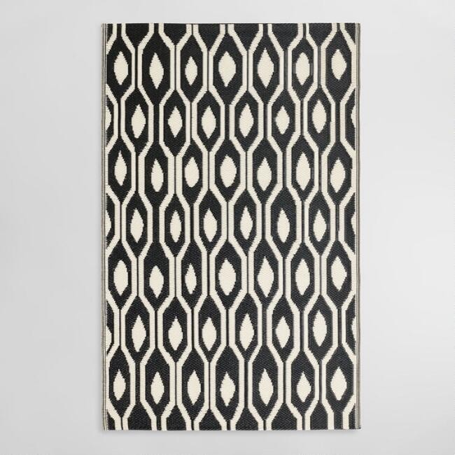 Black and Cream Reversible Indoor Outdoor Rio Floor Mat | World Market
