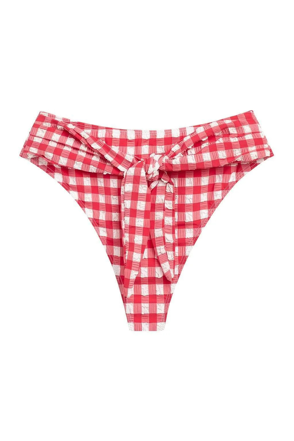 Red Gingham Paula Tie-Up Bikini Bottom | Montce